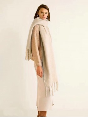 Soft Large Scarf w/ Braided Fringe